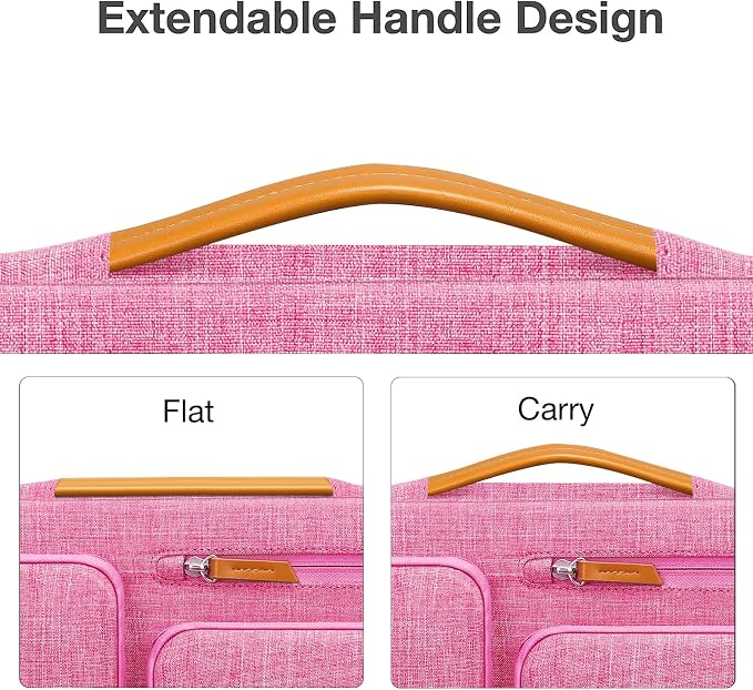 MOSISO 360 Protective Laptop Case 13.3 inch, 13-13.3 inch Laptop Sleeve Compatible with MacBook Air/Pro 13 / Pro 14,HP Dell Acer ASUS,Side Open Carrying Case with 4 Zipper Pockets&Handle, Rose Red