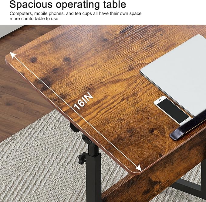 KOUPA Height Adjustable Mobile Standing Desk 16×24 in,360° Flip Desk Stand Desks Home Office Table Standing for Small Space Offices,Easy to Assemble(Adjustable Height: 32in-47in)