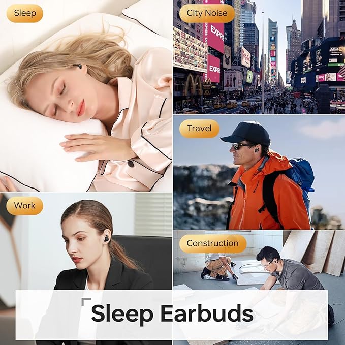 MUSICOZY Bluetooth 5.3 Sleep Earbuds, Wireless Sleep Headphones, Light-Weight Ear Buds for Sleeping, Silicone Ear Plugs for Snoring Blocking, Music Sleep Earplugs for Sleep Work Focus Travel