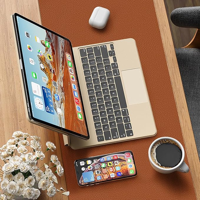 Leather Desk pad Protector, Office Mat, Large Mouse Mat, Non-Slip PU Leather Blotter, Laptop Desk Pad,Waterproof Laptop Computer Desk Keyboard Mat for Office/Work/Home/Decor (Brown, 33In*13in)