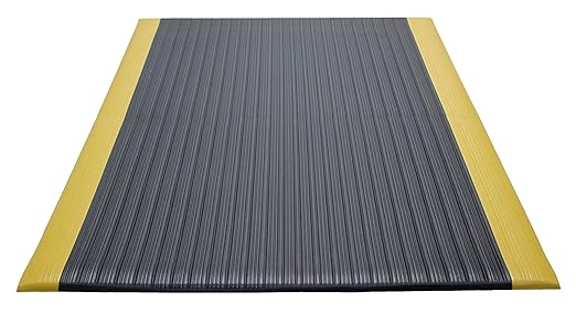 Guardian 24030502BY Air Step Anti-Fatigue Floor Mat, Vinyl, 3'x5', Black with Yellow Stripes, Reduces Fatigue and discomfort, Can be Easily Cut to fit Any Space