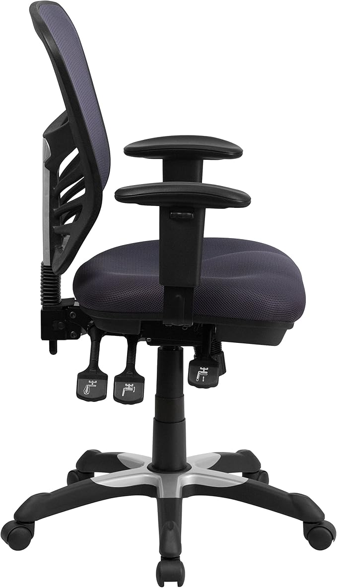 Flash Furniture Nicholas Mid-Back Swivel Office and Gaming Chair, Ergonomic Mesh Office Chair with Adjustable Lumbar Support and Height, Dark Gray