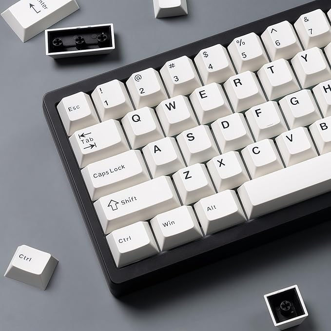 dagaladoo Double Shot PBT keycaps Set, Retro Milky White Keyboard caps,Cherry Profile Keycaps 60 65 75 100 Percent, Custom keycaps for Mechanical Keyboard Gaming(61/64/68/84/87/100/104/108)