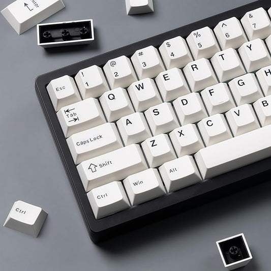 dagaladoo Double Shot PBT keycaps Set, Retro Milky White Keyboard caps,Cherry Profile Keycaps 60 65 75 100 Percent, Custom keycaps for Mechanical Keyboard Gaming(61/64/68/84/87/100/104/108)