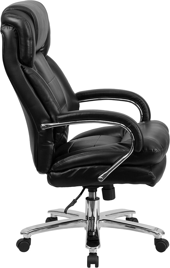 Flash Furniture Hercules Series LeatherSoft Swivel Office Chair with Loop Arms, Ergonomic High-Back Executive Chair with Padded Seat and Arms, Black
