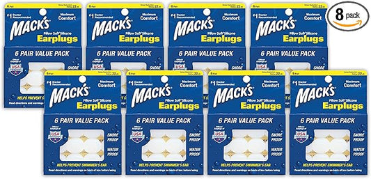 Mack's Pillow Soft Silicone Earplugs - 6 Pair (Pack of 8), Value Pack – The Original Moldable Silicone Putty Ear Plugs for Sleeping, Snoring, Swimming, Travel, Concerts and Studying