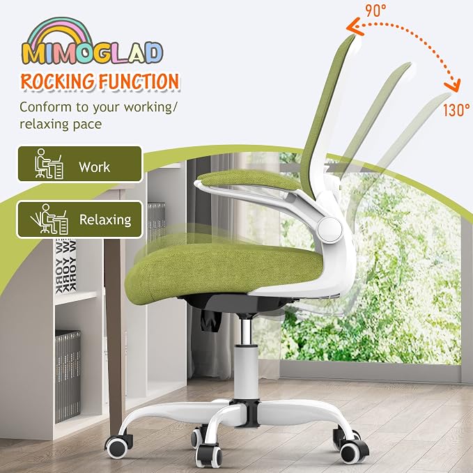 Mimoglad Ergonomic High Back Mesh Office Chair, Adjustable Lumbar Support, Thickened Seat Cushion (Modern, Green Pear)