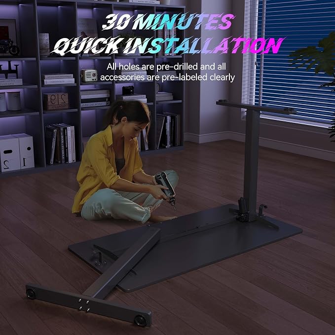 Large Electric Standing Desk,55x24 Inches Adjustable Height Stand up Desk, Sit Stand Home Office Desk, 3 Preset Heights,Equipped with Hooks,Ergonomic Computer Desk Workstation，Black