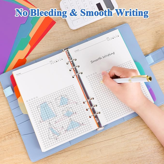 Antner A5 Refill Paper Planner Inserts for A5 6-Ring Binder, 135 Sheets 6-Hole Note Record Refills Blank&Grid Loose Leaf Filler Paper with Binder Dividers for Refillable Notebook, Journal, Sketchbook