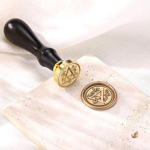Yoption Traditional Initial Alphabet Wax Seal Stamp with Antique Gold Wax Seal Beads Kit for Wedding Engagement Party Invitation Envelope Christmas Gift Wrap - Letter A