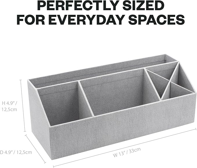 Bigso Elisa Desktop Organizer | Durable Office Desk Organizer for Office Supplies and Accessories | Desk Organizer with 7 Compartments for Customizable Organization | 13.1”x4.9”x4.9” | Ash