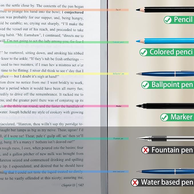 HAUTOCO 960PCS Highlighter Tape for Books, 6 Sheets Long Sticky Notes Tabs for Annotating Books, Transparent Highlighter Strips Index Flags Page Markers for Aesthetic Office School Study Supplies