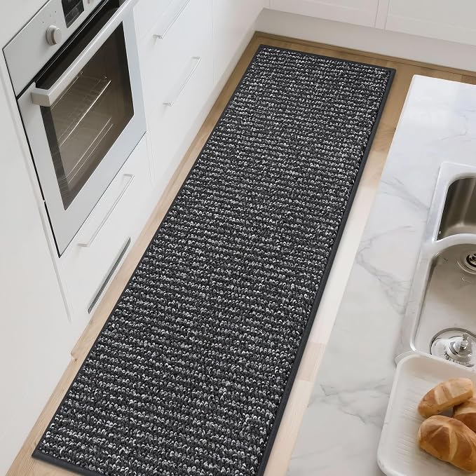 BEQHAUSE Kitchen Runner Rugs 32"x84", Non-Slip Kitchen Mats for Floor, Super Absorbent and Stain Resistant Kitchen Rug, Machine Washable Rugs for Kitchen, Hallway, Laundry & Sink, Charcoal