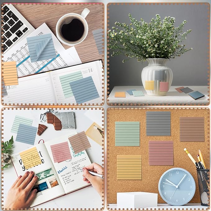 Yinder 24 Pack 720 Sheets Transparent Sticky Notes Translucent Clear Lined Self Sticky Notes for Bible Tabs, Book Tabs, Office School Supplies(3 x 3 Inch,Pastel Colors)
