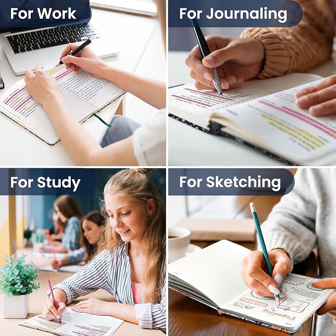 Dotted Journal Notebook for Women & Men, Hardcover Leather Journal for Writing, A5 Dotted Journaling Notebook for Work & Sketching, Perfect for Office School Home Supplies, 160 Pages, Patchwork Floral