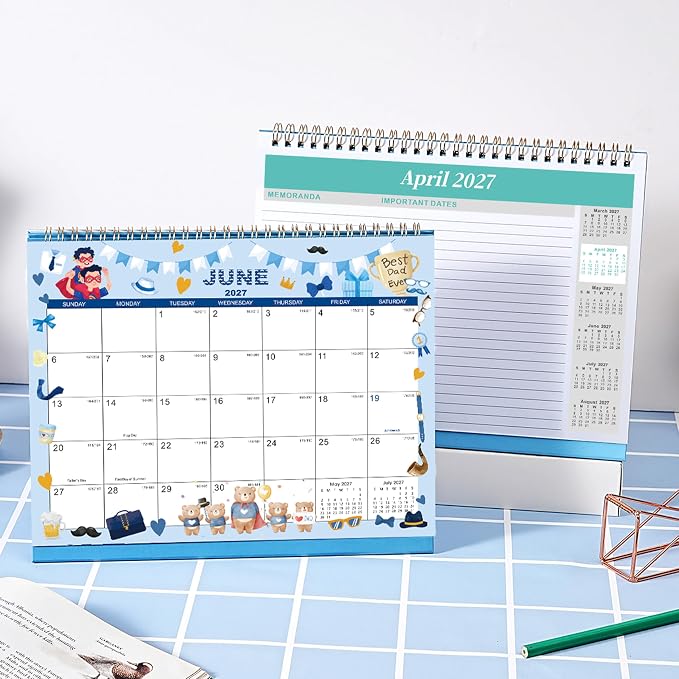 2026-2027 Desk Calendar - Standing Flip Desktop Calendar 2026-2027 from Jul 2026 - Dec 2027, 9.8" x 8.3", Memoranda Pages, Desk Calendar with Strong Twin-Wire Binding, Blank Blocks, Thick Paper