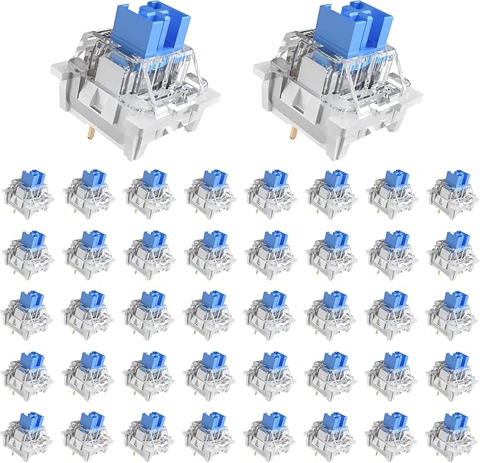 Zhouwang Outemu Keyboard Switches, 30 Pcs 3 Pin Blue Keyboard Clicker Replacement Dustproof Mechanical Keyboards Switches for Gaming Keyboards and Clickers for 3D Prints