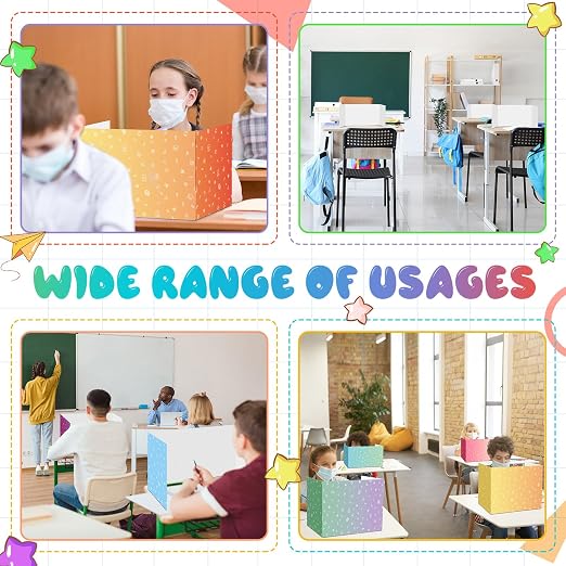 Sherr 30 Pcs School Privacy Boards Bulk for Student Colored Desk Trifold Divider Panels Privacy Partition Folders for School Student Teacher Desks, 15.8 x 13.4 x 11.81 Inches(Fresh Color)