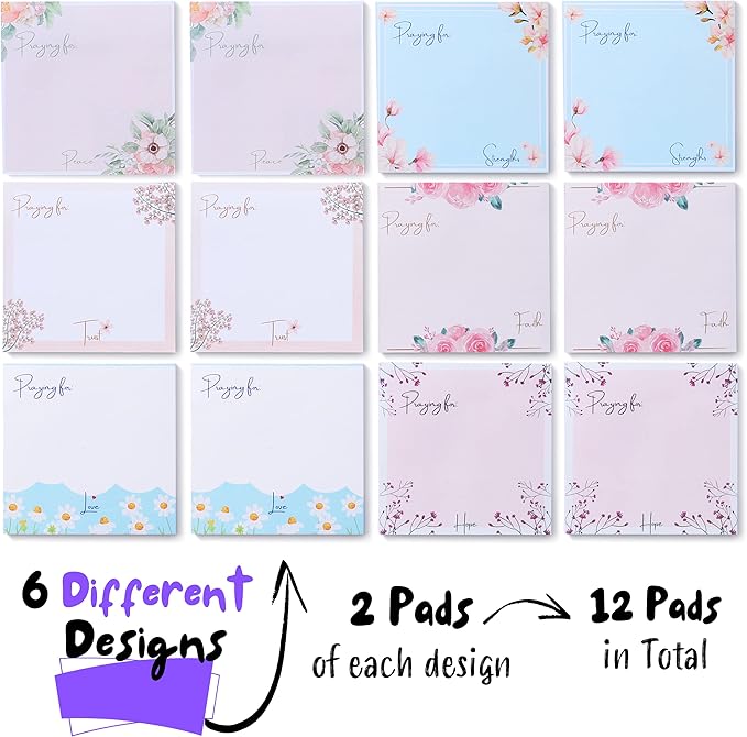 Mr. Pen- Floral Sticky Notes, 3'x3', 12 Pads, Aesthetic Colorful Sticky Notes in Bulk, Stocky Notes for Bible Journaling