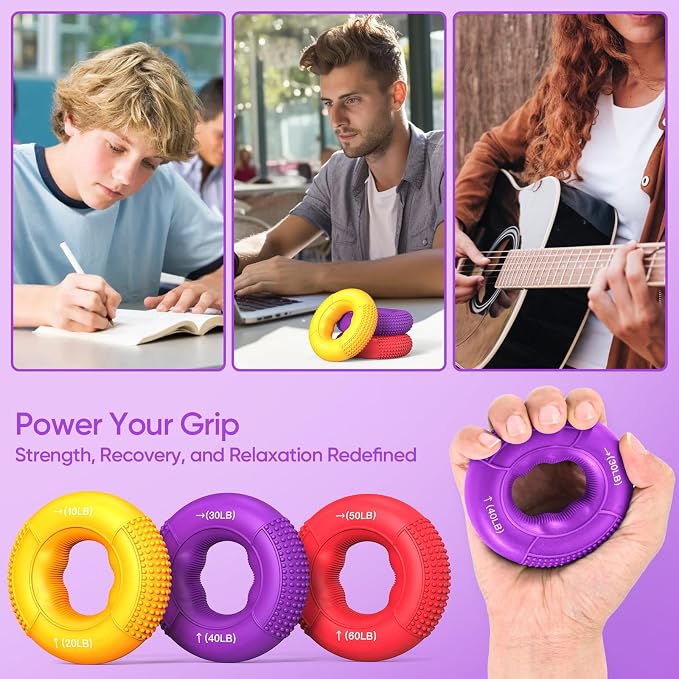 FitBeast Grip Strength Trainer, Finger Exerciser, Stress Balls for Adults 6-Piece Set, Hand Therapy for Strength, Recovery & Stress Relief, Forearm Strengthener for Men, Women & Seniors