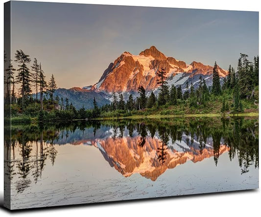 Forest Mountain Landscape Wall Art for Bedroom Living Room Decorations Nature Wall Decor Rustic Pine Tree Picture Woodland Painting Canvas Prints Wilderness Photography Posters Framed Artwork 16x24"