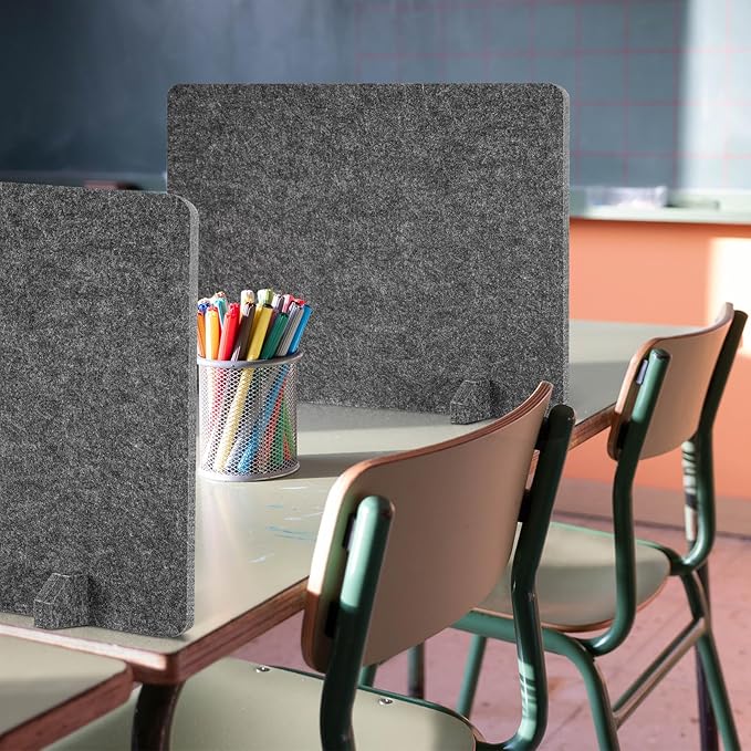 4 Pack Acoustic Desk Dividers - 24" x 20" Freestanding Privacy Panels Set with Noise - Reducing Design Cubicle Sound Proof, Ideal for Office, Classroom, and Home (Dark Gray)