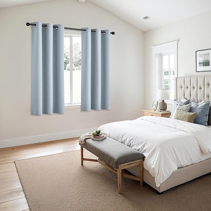 MIULEE Blackout Curtains for Bedroom Living Room 2 Panels, Thermal Insulated Room Darkening Drapes Grommet Noise Reducing Light Blocking Window Treatments 63 Inches Long 40x63 Inch Light Blue