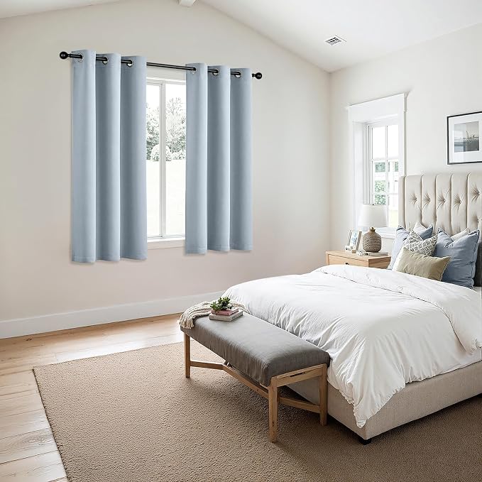 MIULEE Blackout Curtains for Bedroom Living Room 2 Panels, Thermal Insulated Room Darkening Drapes Grommet Noise Reducing Light Blocking Window Treatments 54 Inches Long 40x54 Inch Light Blue