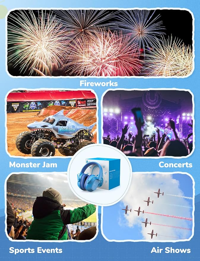 iClever Noise Cancelling Headphones for Kids, SNR 29dB Safety Noise Reduction Ear Muffs for Autism Sensory &Concentration Aid, Ear Hearing Protection for Fireworks/Event/Monster Truck/Concert