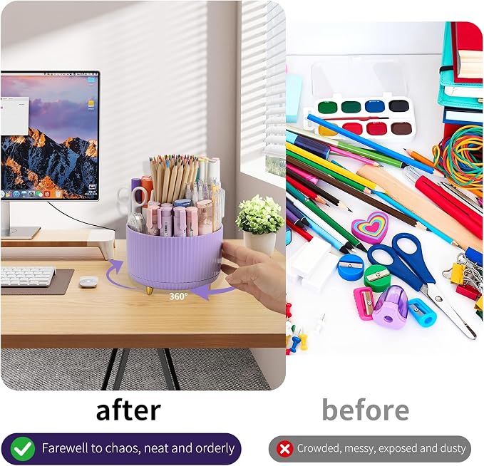 Camelmother 360°Rotating Pen&Pencil Holder For Desk With 5Slots Cute Office | Spacious Beautiful & Durable For Teachers Students Workers Easy Storage for Pens Stationery