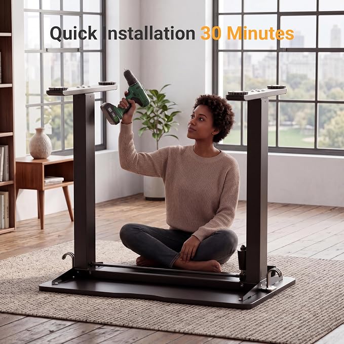 Claiks Electric Small Standing Desk, 35x20 Inch, Black | Adjustable height for sit-stand, 156lbs capacity, scratch-resistant surface, 3 memory presets, cable management & hook.