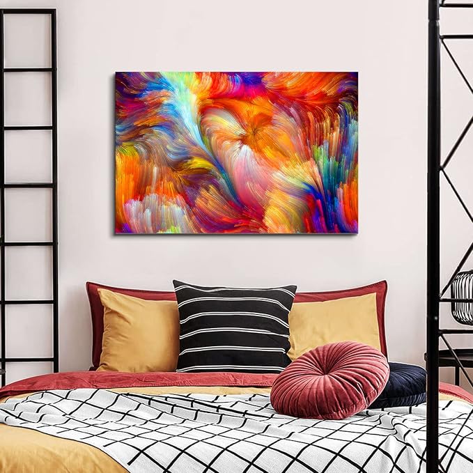 Large Colorful Abstract Canvas Wall Art for Living Room Modern Marble Pictures Aesthetic Wall Decor Watercolor Abstract Painting Poster Contemporary Artwork Bedroom Office Home Decorations 32x48”