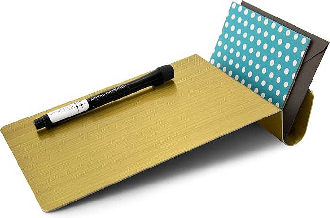 Three by Three Seattle 5.5 x 9 Inch to.do Dry Erase Board with Marker for Memos, Lists, and More in Office, Home, Classroom, and Event Spaces (Golden)