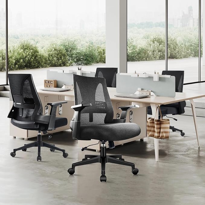 CLATINA 500lbs Big and Tall Office Chair Heavy Duty Mesh Ergonomic Computer Chairs with Adjustable Lumbar Support and Wide Comfy Seat for Home Office Conference Heavy People, Black, 14 Pack