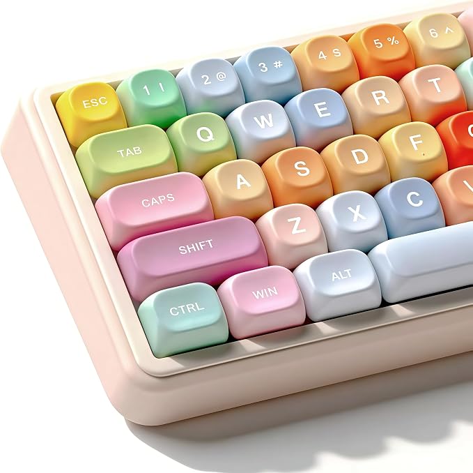 dagaladoo Cute Candy PBT Keycaps, Gunmy Bear MOA Keycaps Dye-Sublimation,Colorful Custom Keyboard Key caps Set for 100% 75% 65% 60% TKL US Layout Mechanical Keyboard