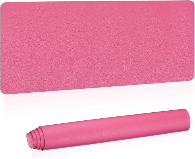 Patikil Desk Mat, 48"x17" Non-Slip Waterproof PU Leather Desk Pad Dual Sided - Rose Red