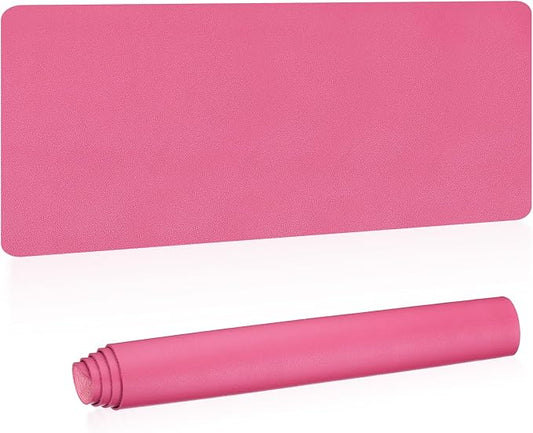 Patikil Desk Mat, 48"x17" Non-Slip Waterproof PU Leather Desk Pad Dual Sided - Rose Red