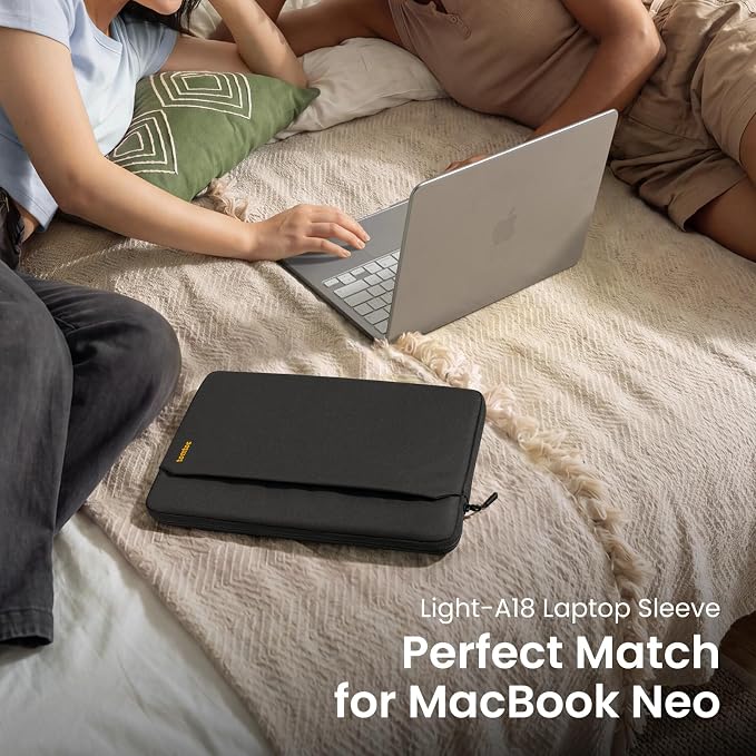 tomtoc Custom-Fit Slim Sleeve for 13-inch MacBook Neo A18 Pro A3404, Water-Resistant Protective Case with Accessory Pocket