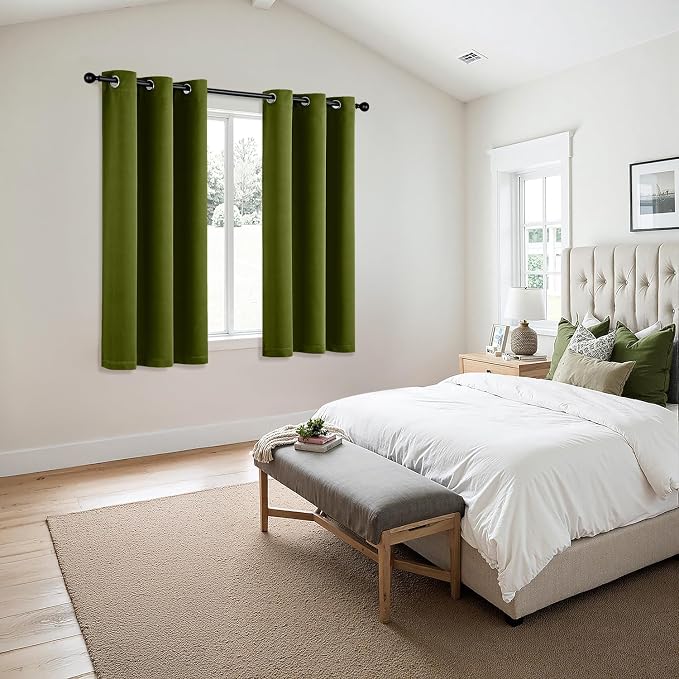 MIULEE Blackout Curtains for Bedroom Living Room 2 Panels, Thermal Insulated Room Darkening Drapes Grommet Noise Reducing Light Blocking Window Treatments 54 Inches Long 40x54 Inch Light Olive Green