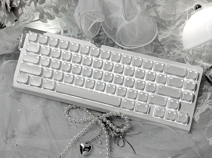 OHY XVX Lumicat Mao Profile Side-Printed Shine-Through PBT Keycaps, 113 Keys Double-Shot Dye-Sublimation Creamy White Keycap Set, Compatible with MX Switches Mechanical Keyboard