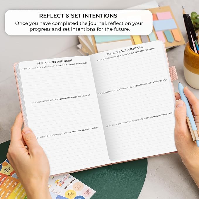 Clever Fox Four-Minute Journal – Daily Positivity Journal with Prompts – Motivational Affirmation, Mental Health & Habit Tracker (Light Pink)