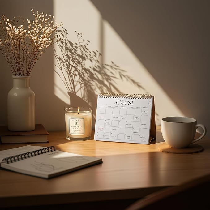 Small Desk Calendar 2026-2027, Jokotha Standing Flip Calendar, July 2026 to December 2027, 18 Month Desktop Calendar with Stickers & Minimalist Design, 8"x6"