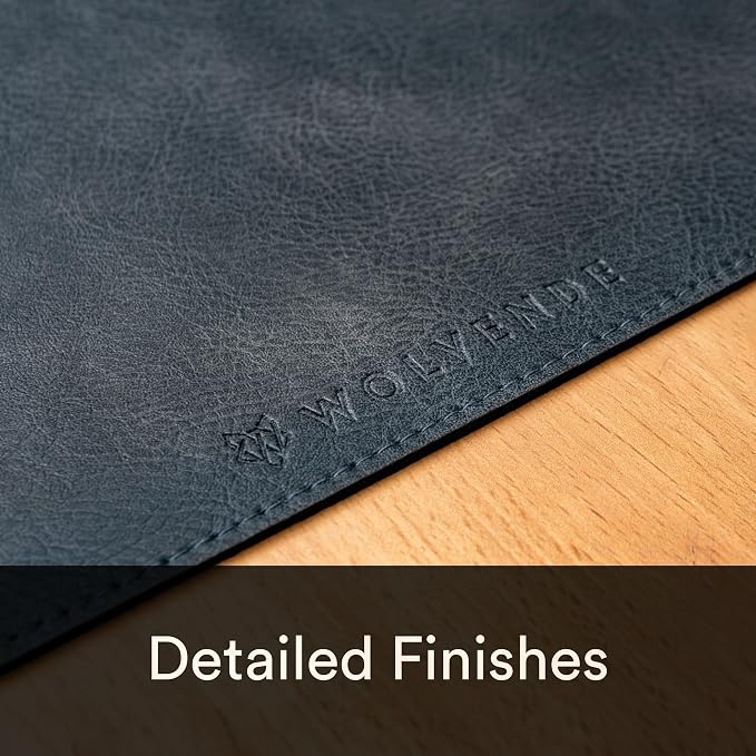 Premium Distressed Faux Vegan Leather Desk Mat | Multifunctional Desk Pad for Home Office | (Black/Grey, 12" x 27.5") | Hard-wearing distressed vegan leather, desk & mouse pad for writing, gaming, home office and everyday desk protection