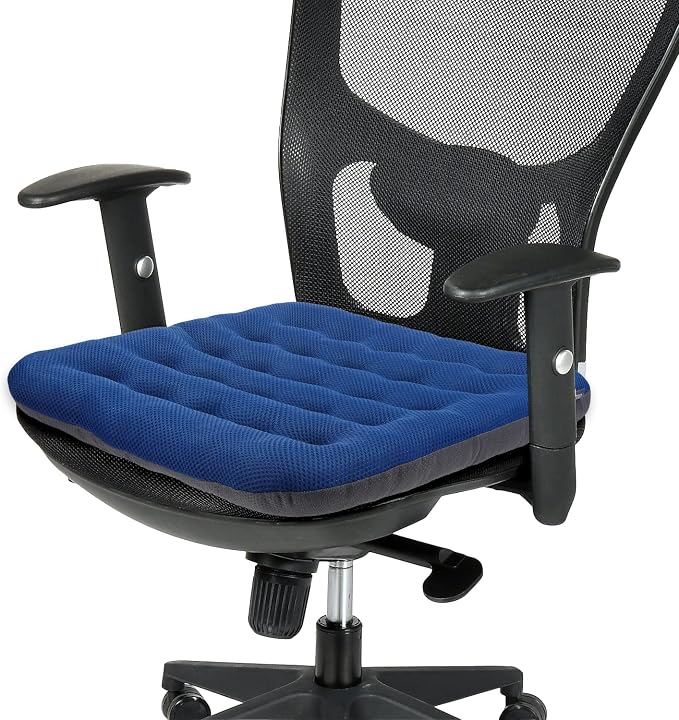 SINOSSO Excellent Support Effect Office Chair Cushion 1 Pack, Luxury Air Mesh Breathable Non-Slip Desk Computer Seat Cushion, Kitchen Dining Room Square Chair Pad (1 Count, Blue)