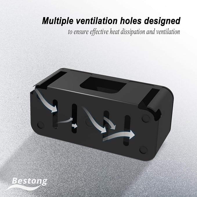 Power Strip Hider Box Cable Management Organizer Set Large & Medium Black | Power strip hider box hides cords and surge protectors safely, keeping cables organized and protecting kids and pets