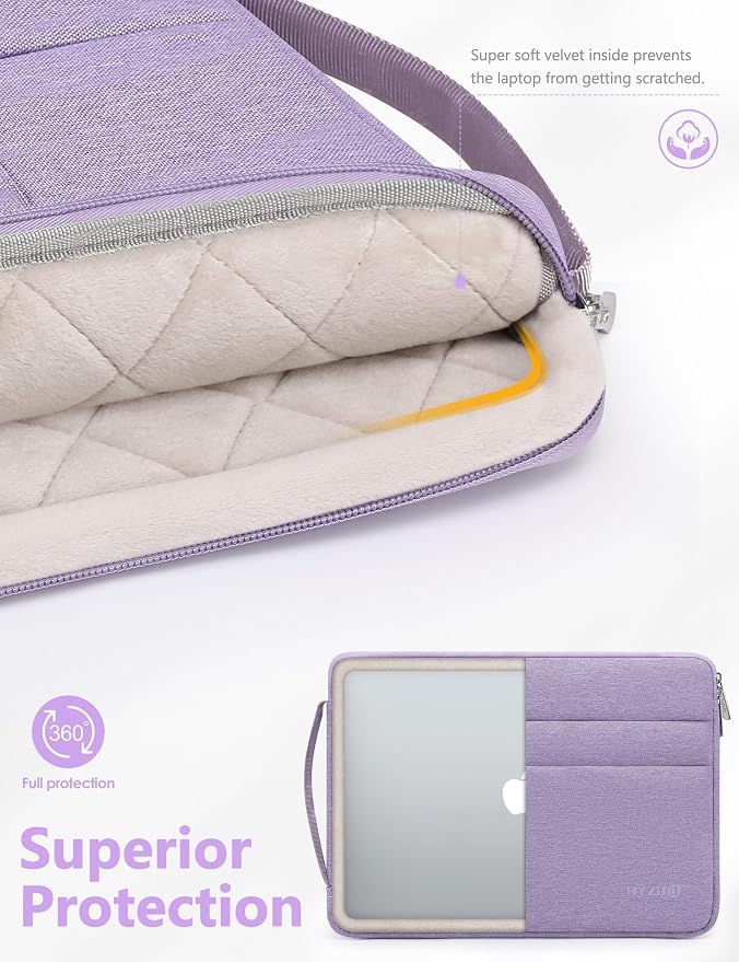 HYZUO 13 Inch Laptop Case Sleeve Bag for MacBook Air 13 M5 A3449 M4 M3 M2 M1 2026-2018, 13" MacBook Neo 2026 A3404, MacBook Pro 13 M2 M1 2026-2016, iPad Air/Pro 13, Surface Pro, XPS 13, Lilac Purple