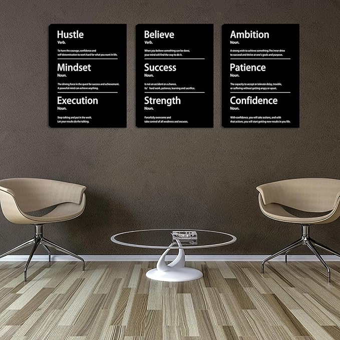 Halioyo Motivational Wall Decor, 12 x 16 Inch Inspirational Canvas Wall Art, Positive Quotes Office Painting Posters for Office Dorm Living Room Bedroom Home - 3pcs