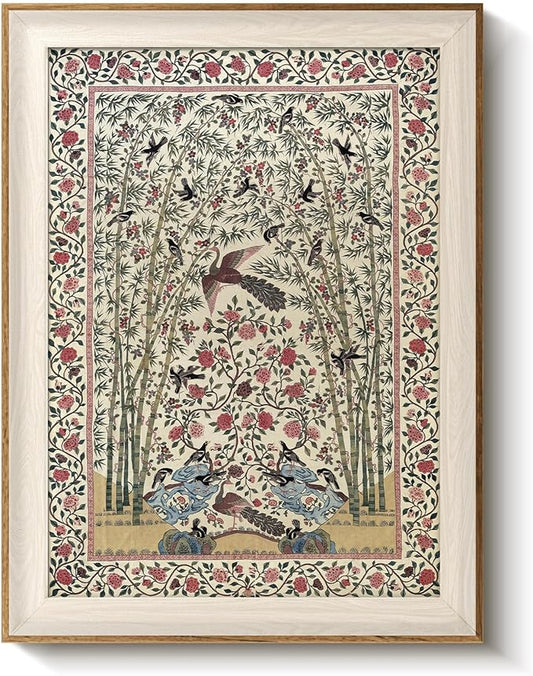 VIYYIEA Vintage Framed Wall Art for Living Room, Phoenix Canvas Prints, Watercolor Painting Home Decor, Animals Picture, Bathroom Wall Decor Gifts for Friends or Family - 16L x 12W