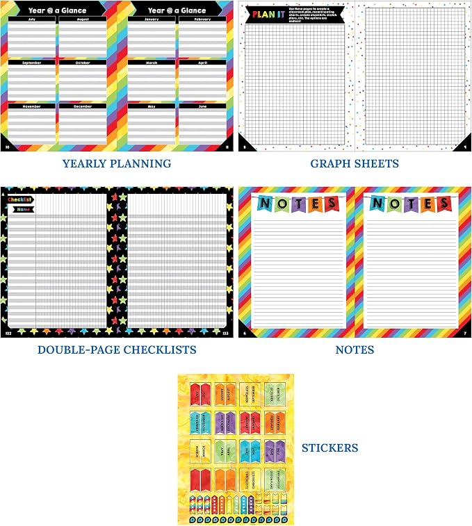 Carson Dellosa Celebrate Learning Teacher Planner 2026-2027, Undated 8" x 11" Lesson Plan Book With Stickers, Class Schedule, and Weekly Calendar School Supplies, Homeschool and Classroom Must Haves