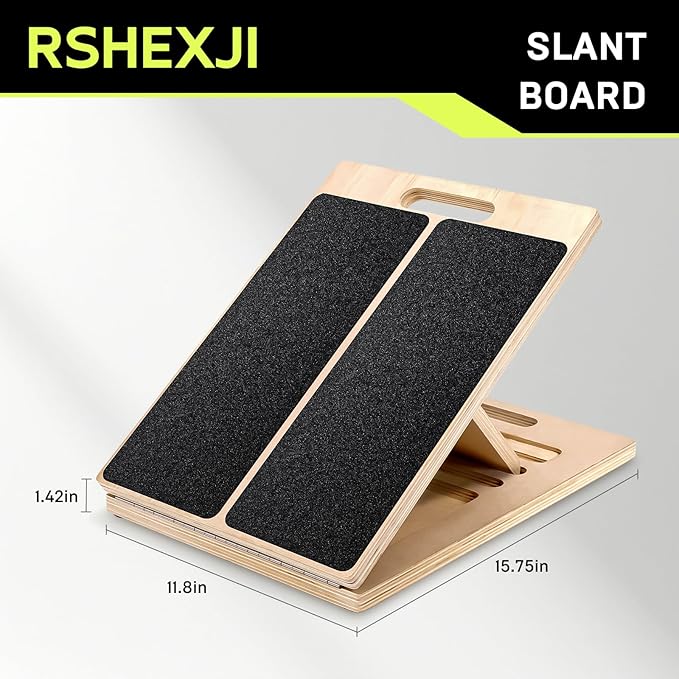 Wooden Slant Board for Calf Stretching – Adjustable Incline Board for Squats, Ankle & Achilles Stretch, Physical Therapy Foot Stretcher, Non-Slip Wedge for Knees Over Toes, Balance & Mobility Training